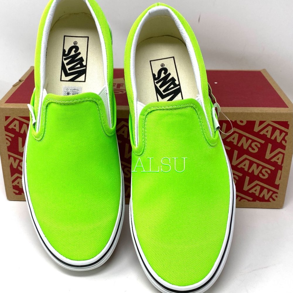 VANS Classic Slip-On Low Top Neon Green Women’s - Picture 3 of 9